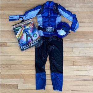 boys’ blue power ranger costume, size 7/8